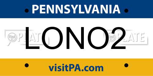 LONO2 Pennsylvania License Plate