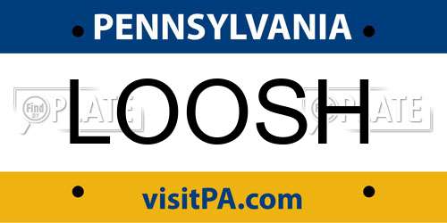 LOOSH Pennsylvania License Plate