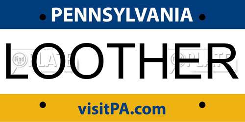 LOOTHER Pennsylvania License Plate