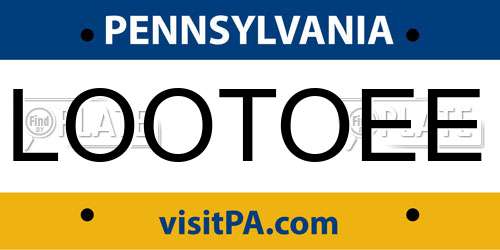 LOOTOEE Pennsylvania License Plate