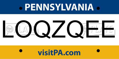 LOQZQEE Pennsylvania License Plate