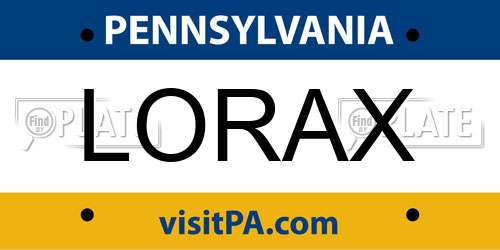 LORAX Pennsylvania License Plate