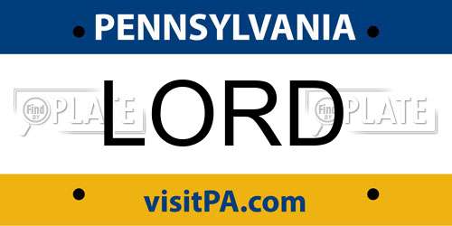 LORD Pennsylvania License Plate