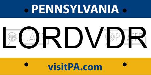 LORDVDR Pennsylvania License Plate