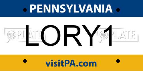 LORY1 Pennsylvania License Plate