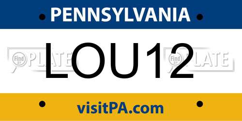LOU12 Pennsylvania License Plate