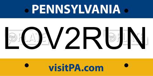 LOV2RUN Pennsylvania License Plate