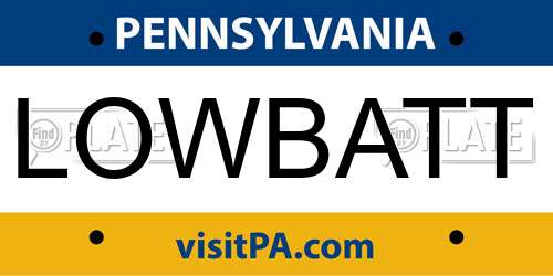LOWBATT Pennsylvania License Plate