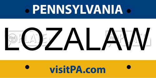 LOZALAW Pennsylvania License Plate
