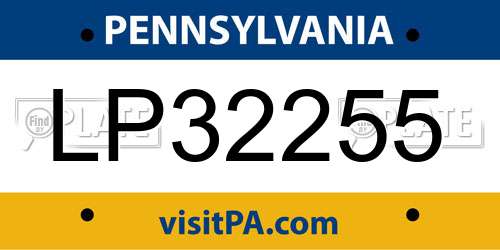 LP32255 Pennsylvania License Plate