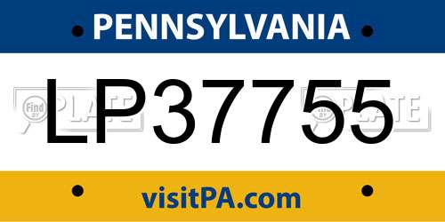 LP37755 Pennsylvania License Plate