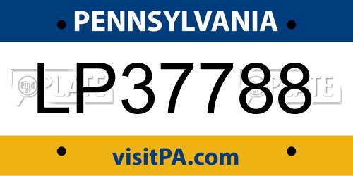 LP37788 Pennsylvania License Plate