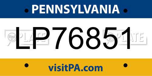 LP76851 Pennsylvania License Plate