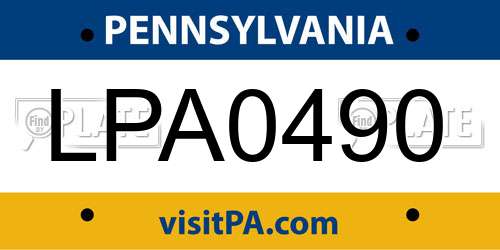 LPA0490 Pennsylvania License Plate