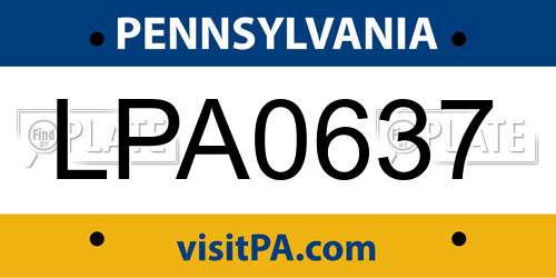 LPA0637 Pennsylvania License Plate