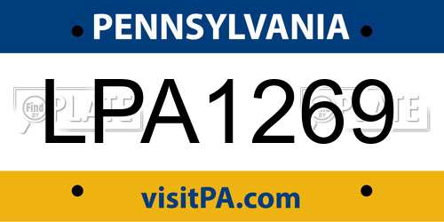LPA1269 Pennsylvania License Plate
