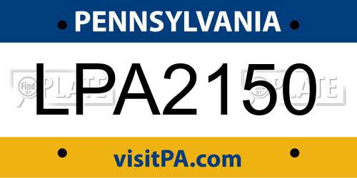 LPA2150 Pennsylvania License Plate
