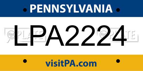 LPA2224 Pennsylvania License Plate