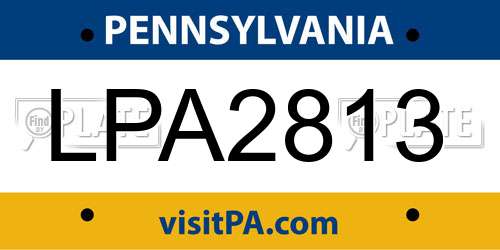 LPA2813 Pennsylvania License Plate