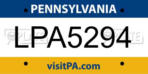 LPA5294 Pennsylvania License Plate