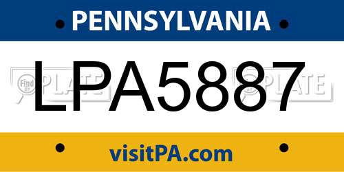 LPA5887 Pennsylvania License Plate