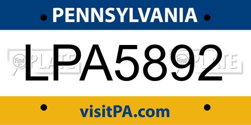 LPA5892 Pennsylvania License Plate