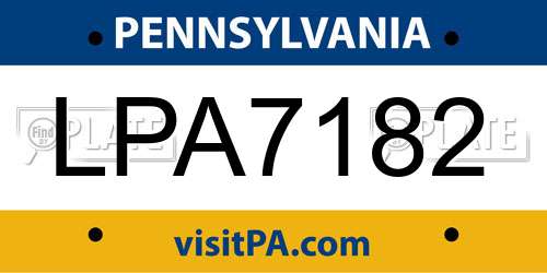 LPA7182 Pennsylvania License Plate