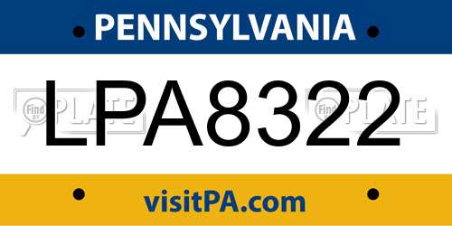 LPA8322 Pennsylvania License Plate