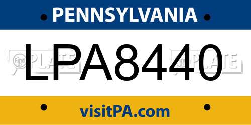 LPA8440 Pennsylvania License Plate