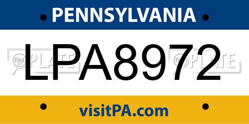 LPA8972 Pennsylvania License Plate