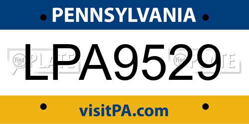 LPA9529 Pennsylvania License Plate