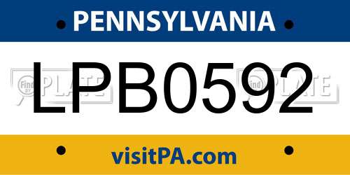 LPB0592 Pennsylvania License Plate