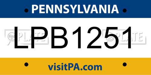 LPB1251 Pennsylvania License Plate
