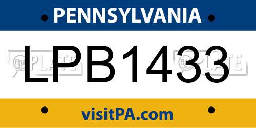 LPB1433 Pennsylvania License Plate