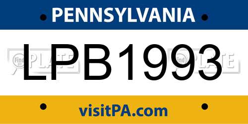 LPB1993 Pennsylvania License Plate