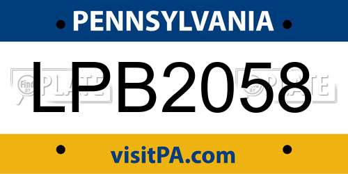 LPB2058 Pennsylvania License Plate