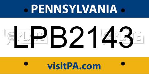 LPB2143 Pennsylvania License Plate