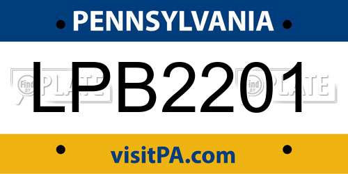 LPB2201 Pennsylvania License Plate