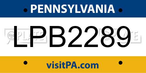 LPB2289 Pennsylvania License Plate