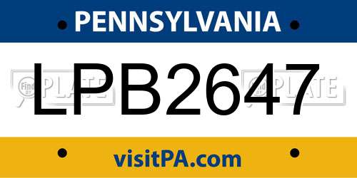 LPB2647 Pennsylvania License Plate