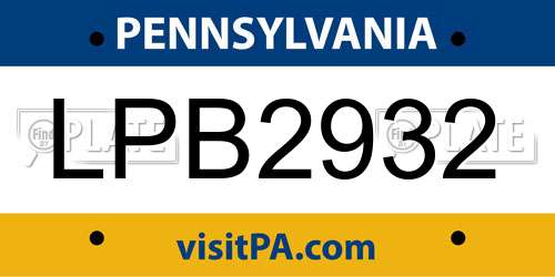 LPB2932 Pennsylvania License Plate