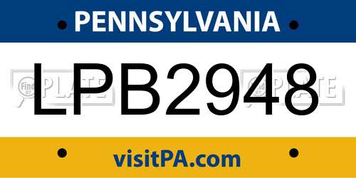 LPB2948 Pennsylvania License Plate