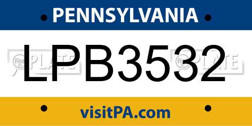 LPB3532 Pennsylvania License Plate