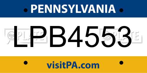 LPB4553 Pennsylvania License Plate