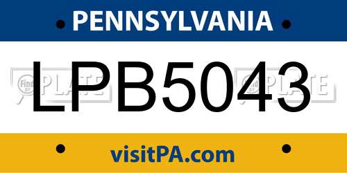 LPB5043 Pennsylvania License Plate