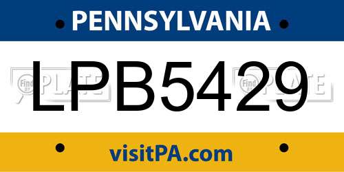 LPB5429 Pennsylvania License Plate