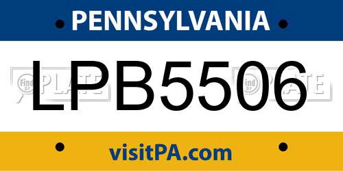 LPB5506 Pennsylvania License Plate