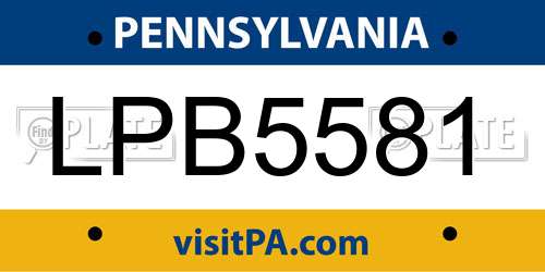 LPB5581 Pennsylvania License Plate