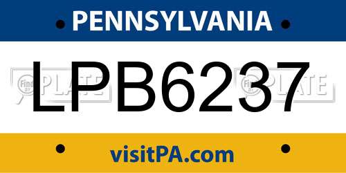 LPB6237 Pennsylvania License Plate