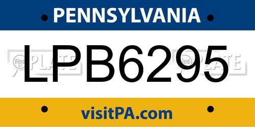 LPB6295 Pennsylvania License Plate
